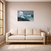 Gallery-wrapped canvas print of Winslow Homer's Northeaster displayed on a wall in a living room