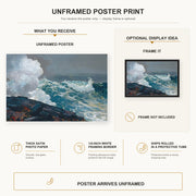 Winslow Homer - Northeaster poster print size comparison and framing display infographic