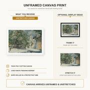 Winslow Homer - Orange Trees and Gate canvas print size comparison and framing display infographic