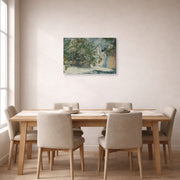 Gallery-wrapped canvas print of Winslow Homer's Orange Trees and Gate displayed on a wall in a dining room