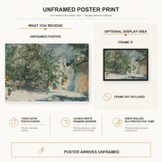 Winslow Homer - Orange Trees and Gate poster print size comparison and framing display infographic