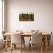 Unframed poster print of Winslow Homer's Prisoners from the Front displayed on a wall in a dining room