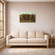 Unframed poster print of Winslow Homer's Prisoners from the Front displayed on a wall in a living room