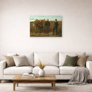 Unframed poster print of Winslow Homer's Prisoners from the Front displayed on a wall in a living room