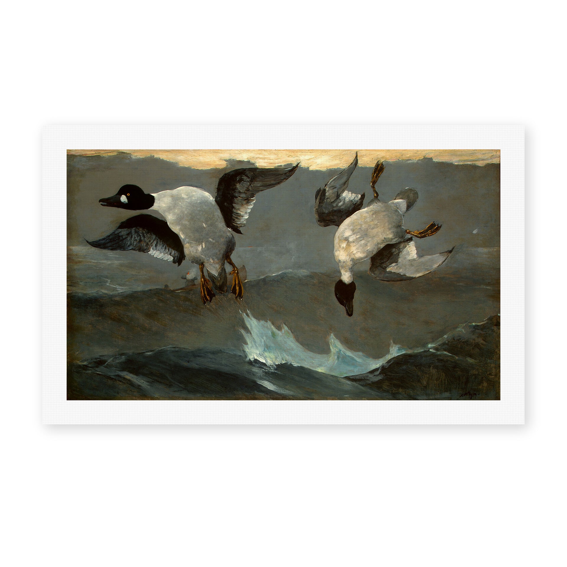 Winslow Homer's 'Right and Left' painting reproduced as a rolled canvas print