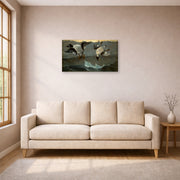 Gallery-wrapped canvas print of Winslow Homer's Right and Left displayed on a wall in a living room