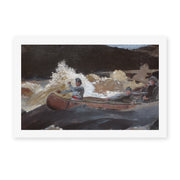 Winslow Homer's 'Shooting the Rapids Saguenay River' painting reproduced as a rolled canvas print