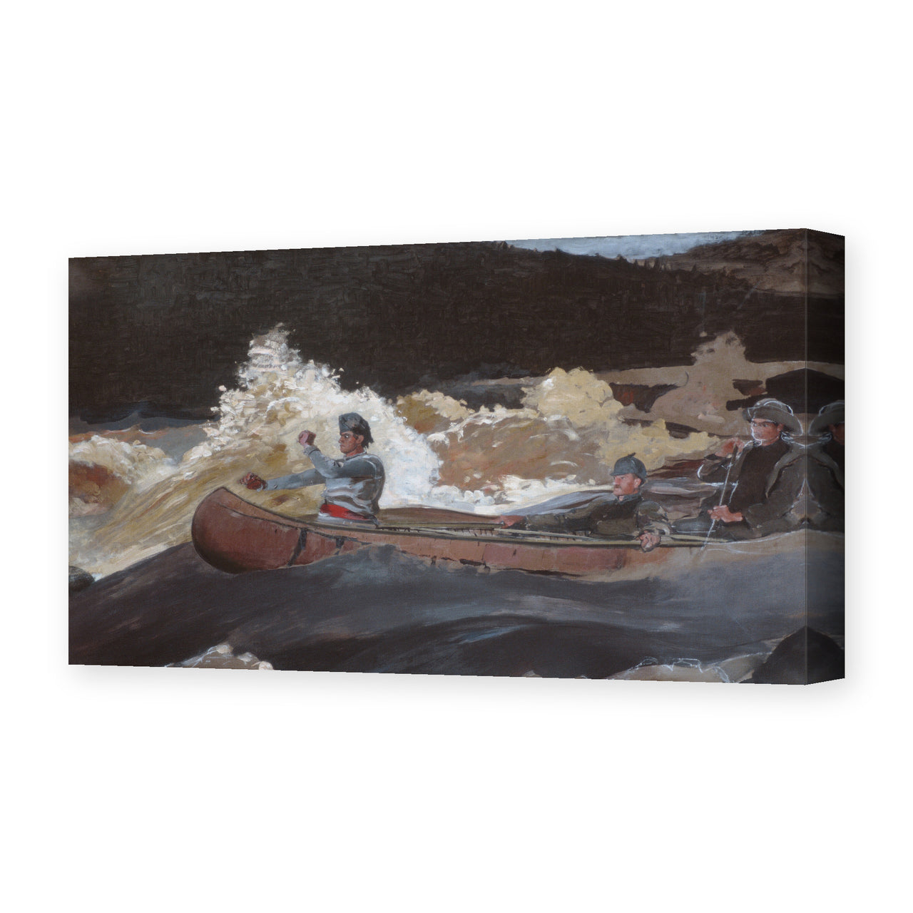 Winslow Homer's 'Shooting the Rapids Saguenay River' painting reproduced as a gallery-wrapped canvas print