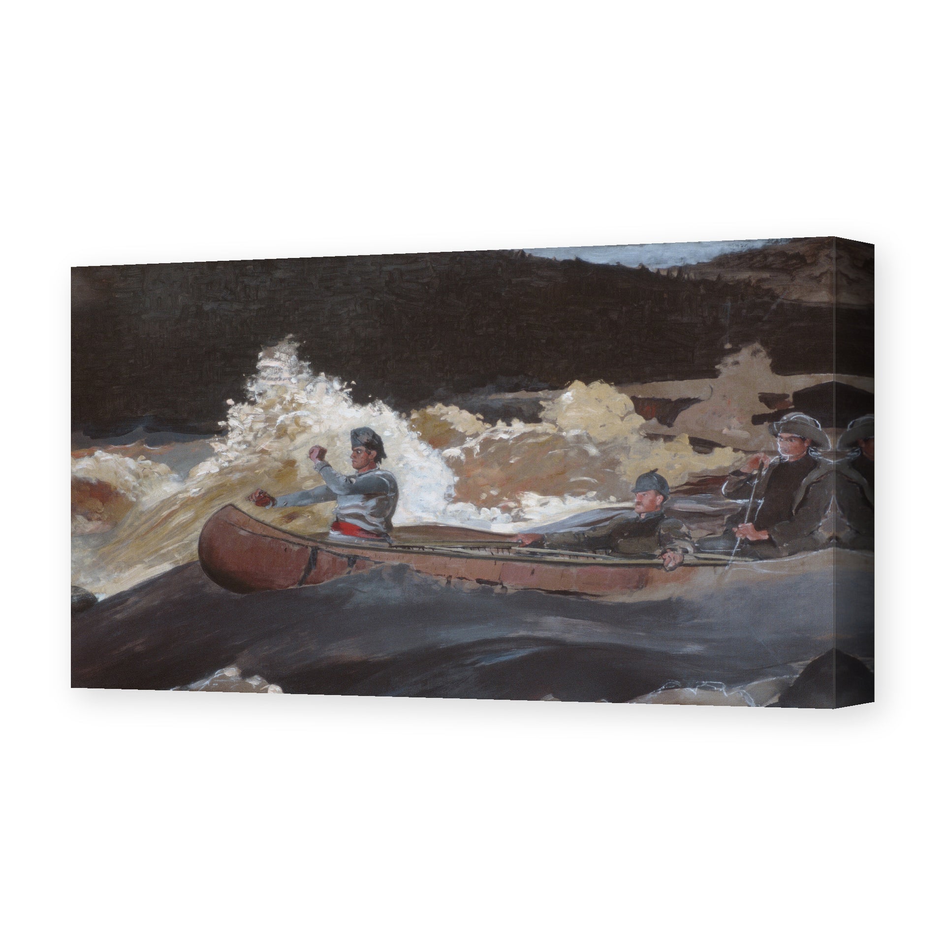 Winslow Homer's 'Shooting the Rapids Saguenay River' painting reproduced as a gallery-wrapped canvas print