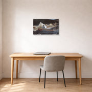 Gallery-wrapped canvas print of Winslow Homer's Shooting the Rapids Saguenay River displayed on a wall in an office