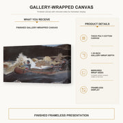 Winslow Homer - Shooting the Rapids Saguenay River gallery wrap canvas construction and hanging details infographic