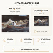 Winslow Homer - Shooting the Rapids Saguenay River poster print size comparison and framing display infographic