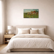 Gallery-wrapped canvas print of Winslow Homer's Snap the Whip displayed on a wall in a bedroom
