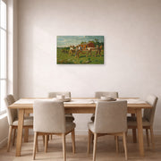 Gallery-wrapped canvas print of Winslow Homer's Snap the Whip displayed on a wall in a dining room