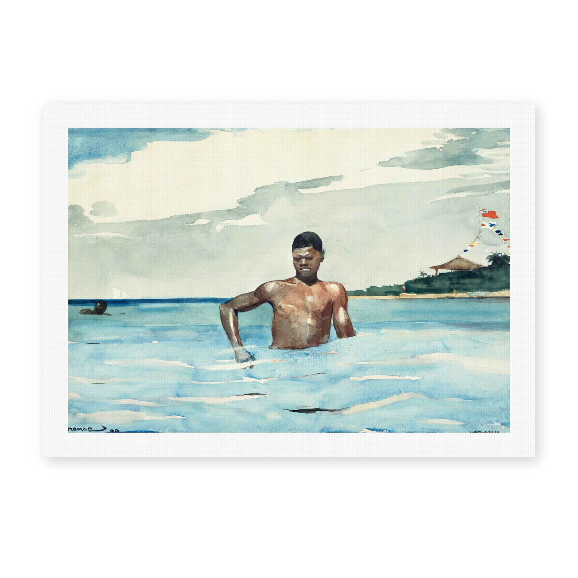 Winslow Homer's 'The Bather' painting reproduced as a rolled canvas print