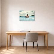 Gallery-wrapped canvas print of Winslow Homer's The Bather displayed on a wall in an office