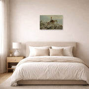 Unframed poster print of Winslow Homer's The Bridle Path displayed on a wall in a bedroom
