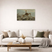 Unframed poster print of Winslow Homer's The Bridle Path displayed on a wall in a living room
