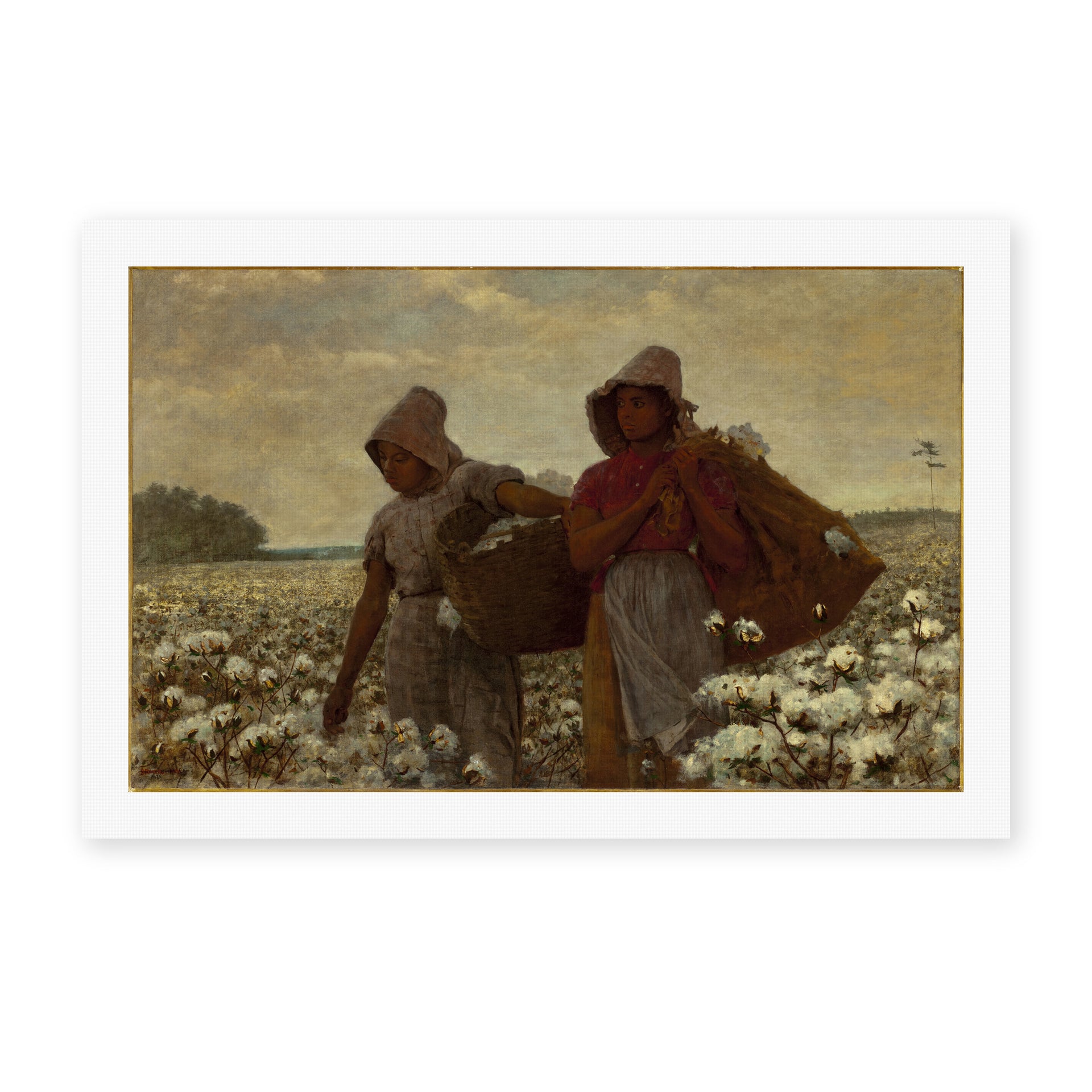 Winslow Homer's 'The Cotton Pickers' painting reproduced as a rolled canvas print