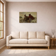 Gallery-wrapped canvas print of Winslow Homer's The Cotton Pickers displayed on a wall in a living room