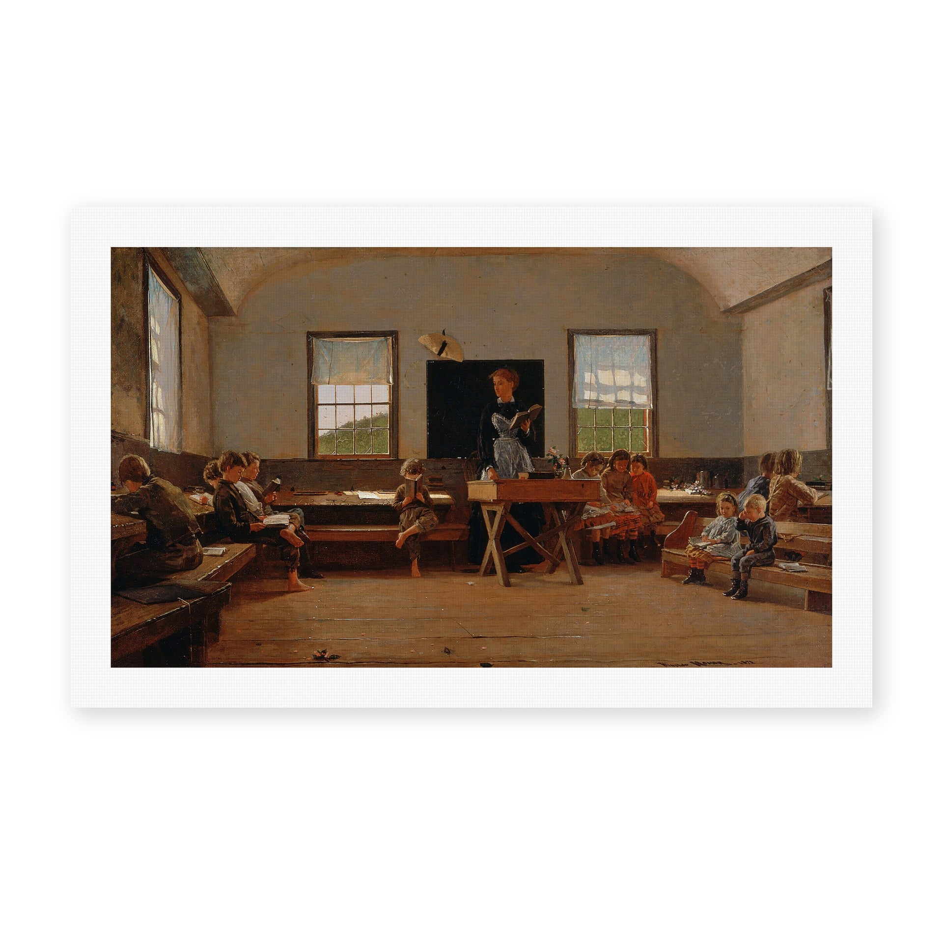 Winslow Homer's 'The Country School' painting reproduced as a rolled canvas print