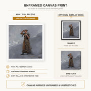 Winslow Homer - The Fisher Girl canvas print size comparison and framing display infographic