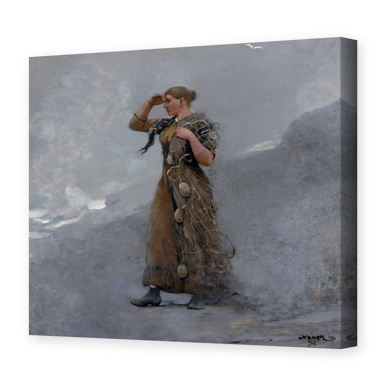 Winslow Homer's 'The Fisher Girl' painting reproduced as a gallery-wrapped canvas print
