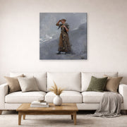 Gallery-wrapped canvas print of Winslow Homer's The Fisher Girl displayed on a wall in a living room