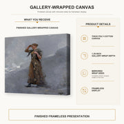 Winslow Homer - The Fisher Girl gallery wrap canvas construction and hanging details infographic