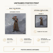 Winslow Homer - The Fisher Girl poster print size comparison and framing display infographic