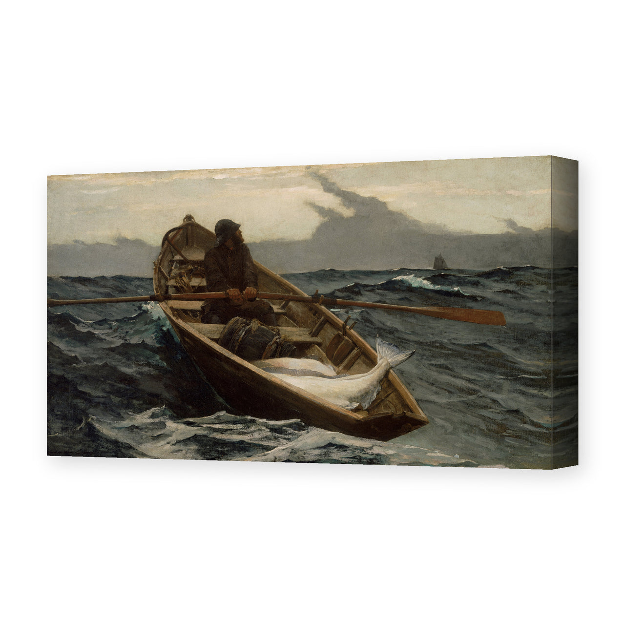 Winslow Homer's 'The Fog Warning' painting reproduced as a gallery-wrapped canvas print
