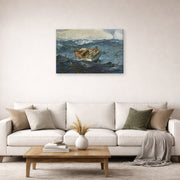 Gallery-wrapped canvas print of Winslow Homer's The Gulf Stream displayed on a wall in a living room