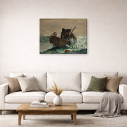 Gallery-wrapped canvas print of Winslow Homer's The Herring Net displayed on a wall in a living room