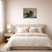 Unframed poster print of Winslow Homer's The Herring Net displayed on a wall in a bedroom