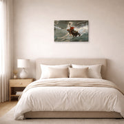 Gallery-wrapped canvas print of Winslow Homer's The Life Line displayed on a wall in a bedroom