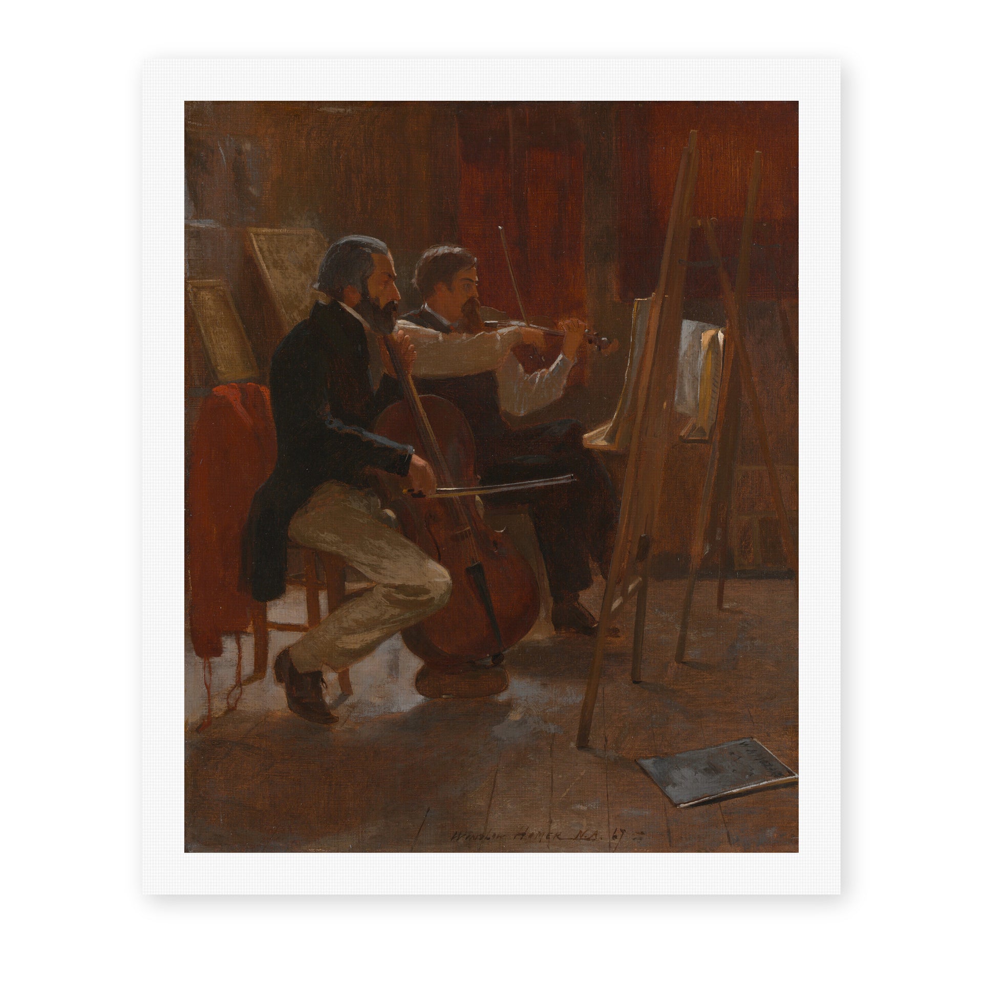 Winslow Homer's 'The Studio' painting reproduced as a rolled canvas print