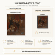 Winslow Homer - The Studio poster print size comparison and framing display infographic