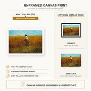 Winslow Homer - The Veteran in a New Field canvas print size comparison and framing display infographic