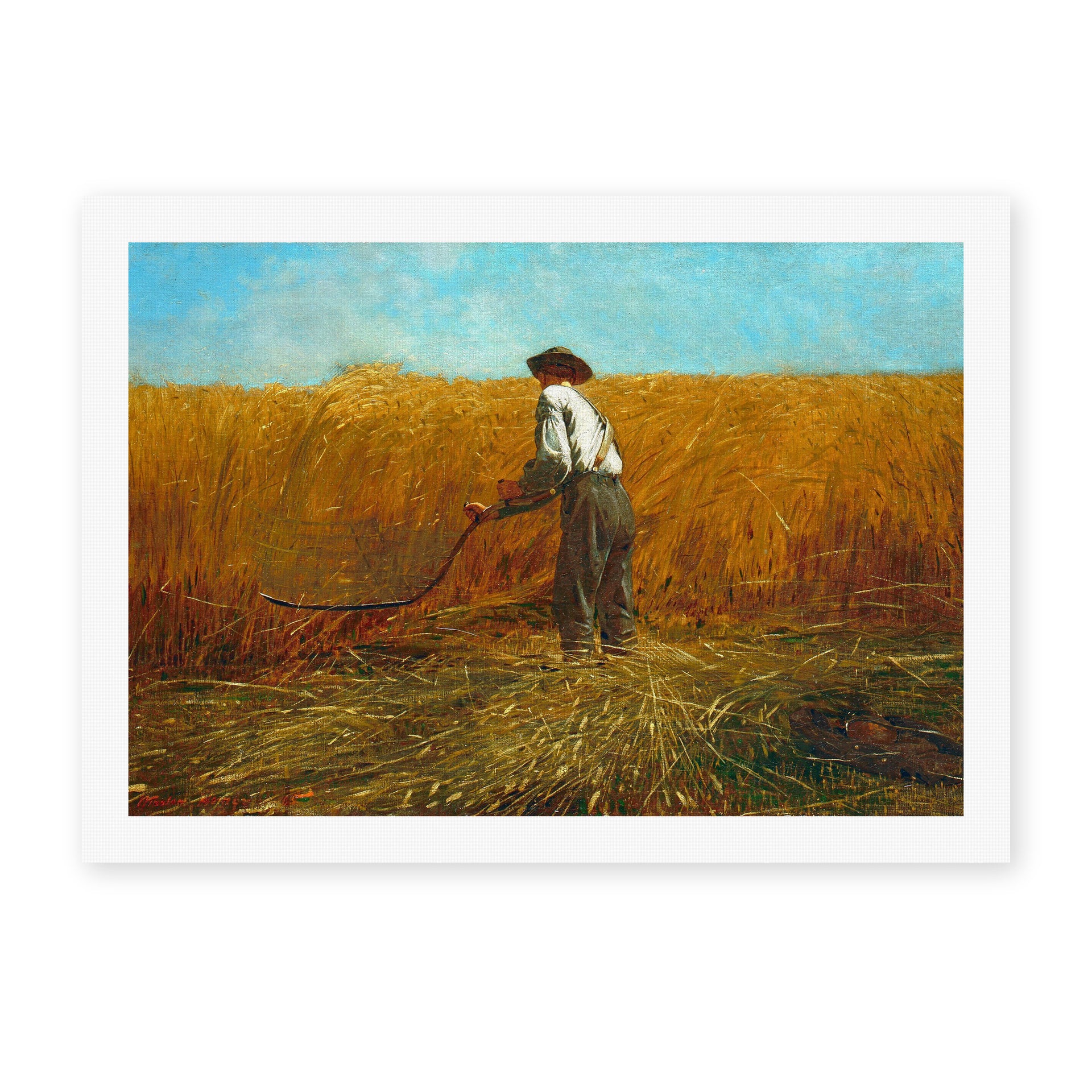 Winslow Homer's 'The Veteran in a New Field' painting reproduced as a rolled canvas print