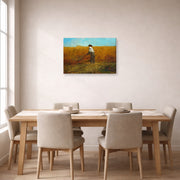Gallery-wrapped canvas print of Winslow Homer's The Veteran in a New Field displayed on a wall in a dining room
