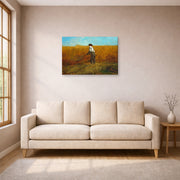 Gallery-wrapped canvas print of Winslow Homer's The Veteran in a New Field displayed on a wall in a living room