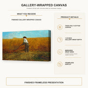 Winslow Homer - The Veteran in a New Field gallery wrap canvas construction and hanging details infographic