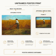 Winslow Homer - The Veteran in a New Field poster print size comparison and framing display infographic