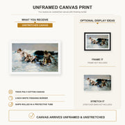Winslow Homer - Undertow canvas print size comparison and framing display infographic