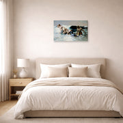 Gallery-wrapped canvas print of Winslow Homer's Undertow displayed on a wall in a bedroom