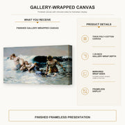 Winslow Homer - Undertow gallery wrap canvas construction and hanging details infographic