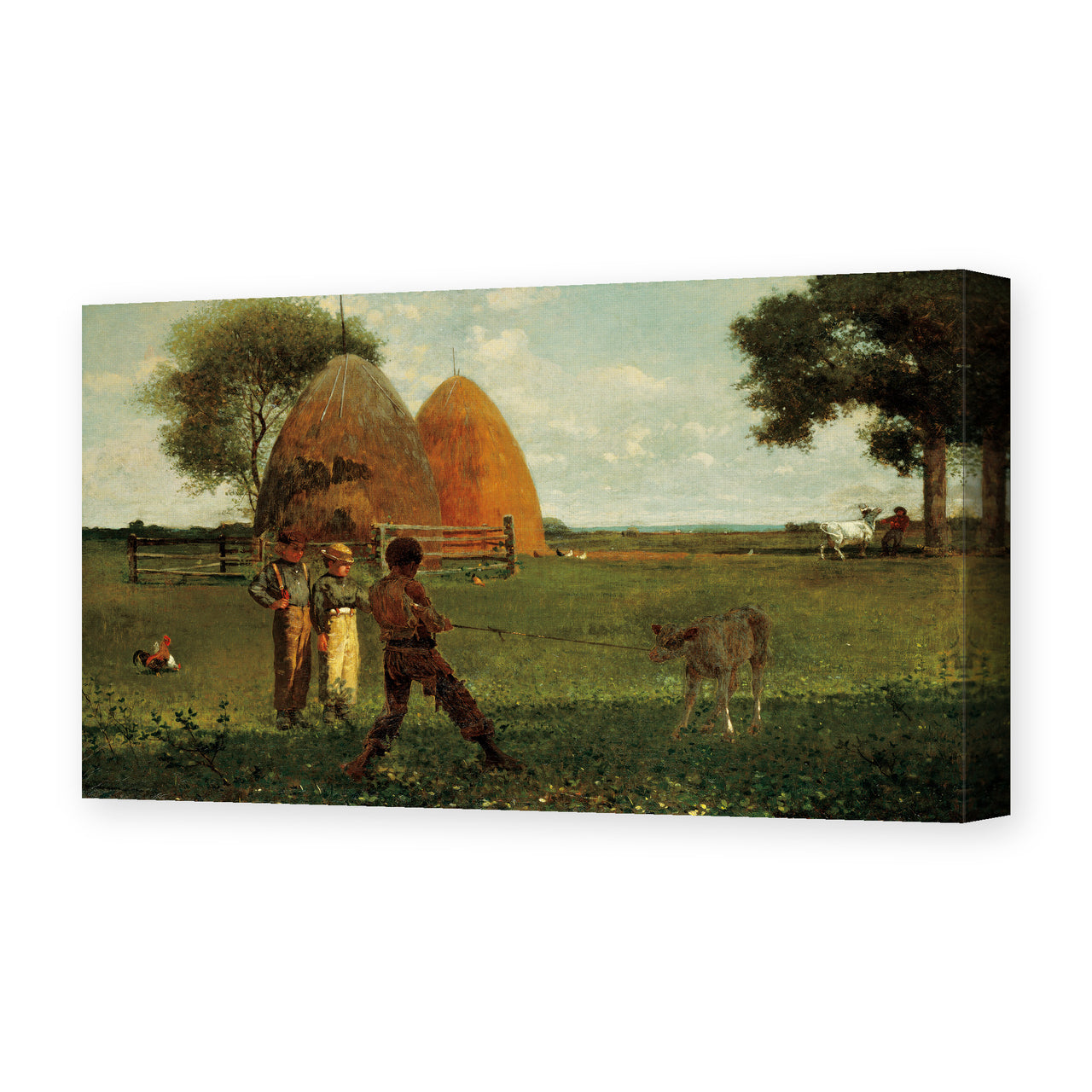 Winslow Homer's 'Weaning the Calf' painting reproduced as a gallery-wrapped canvas print