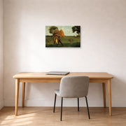 Gallery-wrapped canvas print of Winslow Homer's Weaning the Calf displayed on a wall in an office
