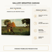Winslow Homer - Weaning the Calf gallery wrap canvas construction and hanging details infographic