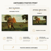 Winslow Homer - Weaning the Calf poster print size comparison and framing display infographic